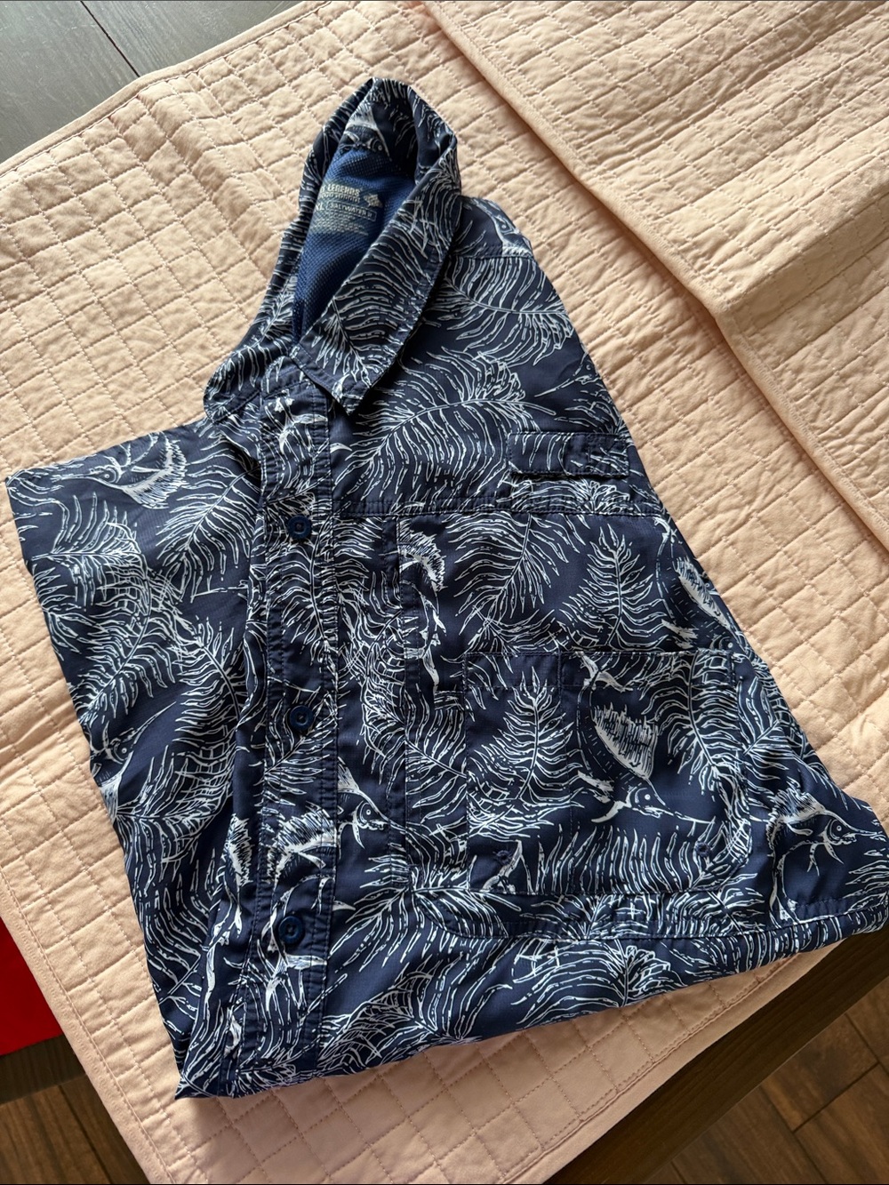 Reel Legends Navy Blue Short-Sleeve Botanical Print Button-Down